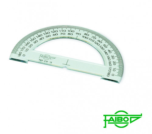 Semicirculo transparente en plastico inyectado graduado y biselado 15 cm. FAIBO 216