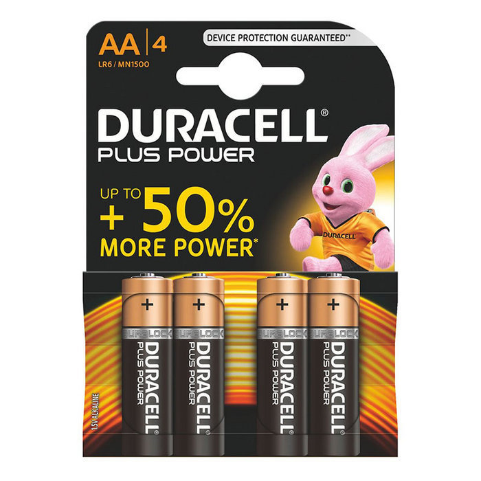 Pilas alcalina DURACELL plus power aa LR6 blister 4 uds