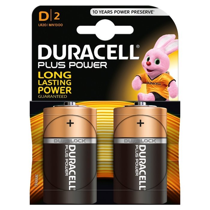 Pila alcalina DURACELL plus power d LR20 blister 2 uds