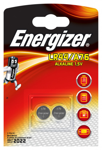 Blister 2 pilas de boton modelo A76/LR44 energizer 639317