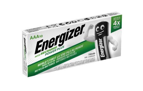 Pack 10 pilas recargables power plus precision NH12 - HR03 aaa 700MAH 1,2V energizer E300626403