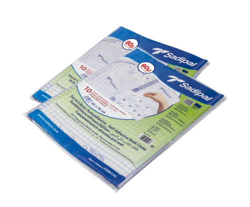 Pack 10 hojas individuales forro adhesivo reposicionable - 0,50 x 0,35 m - 80 micras SADIPAL 01127