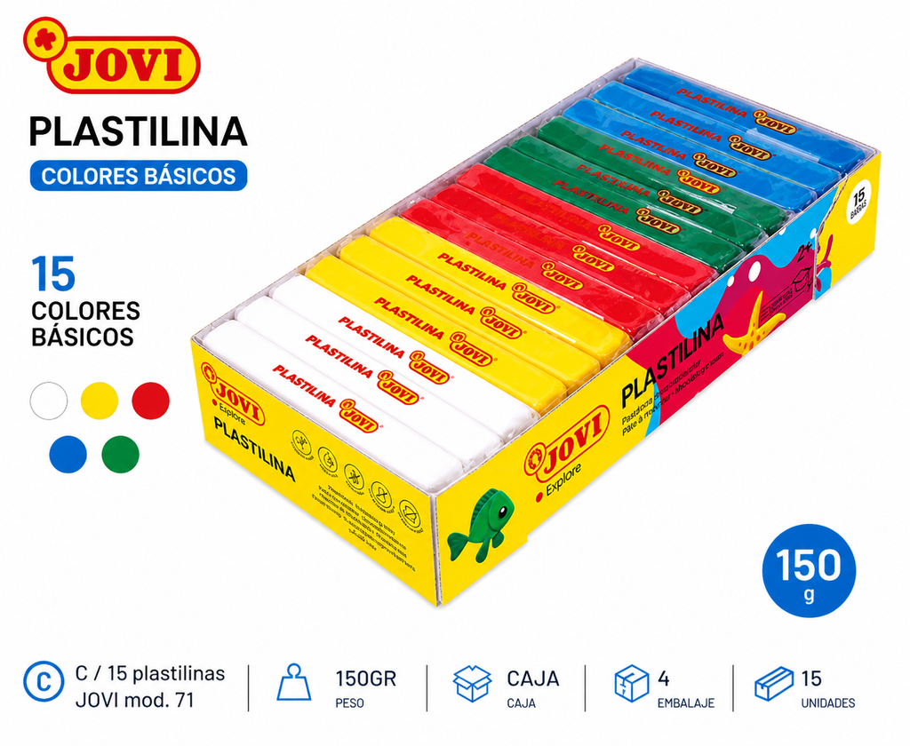 C / 15 plastilinas JOVI mod. 71 colores basicos 150GR