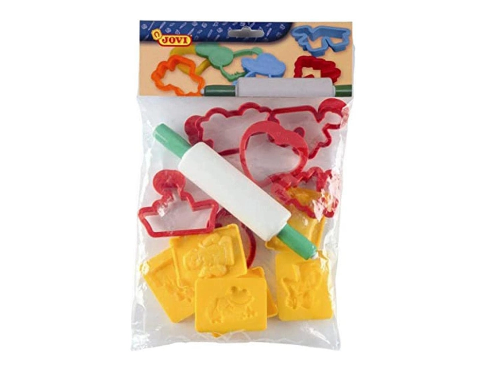 Accesorios modelaje JOVI moldes + rodillo plastico varios 13 unidades