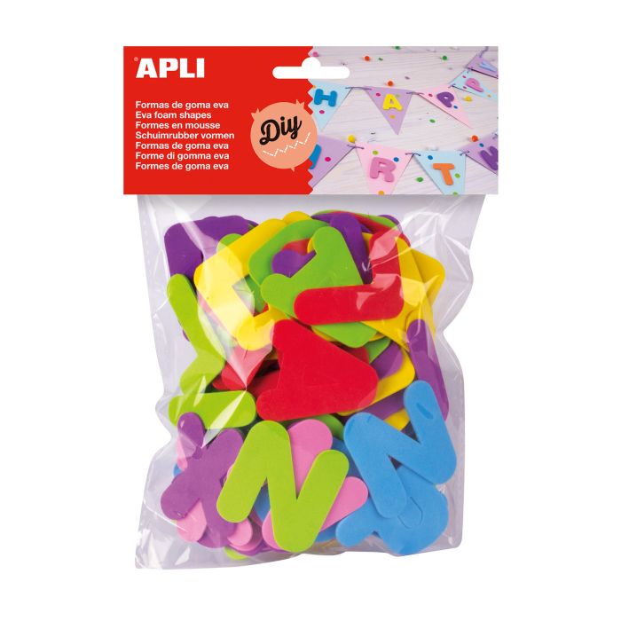 Figuras goma eva APLI letras 50MM surtidas 104UD