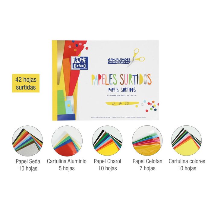 Bloc manualidades multiple A4 42H papeles colores surtidos