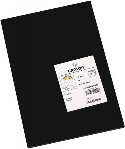 Paquete 50 hojas cartulina iris A4 185G negro guarro CANSON C200040179