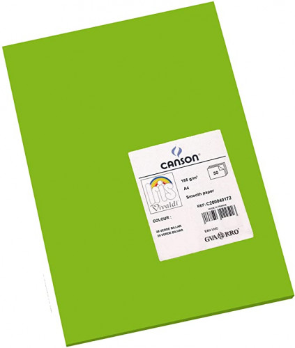 Paquete 50 hojas cartulina iris A4 185G verde billar guarro CANSON C200040172