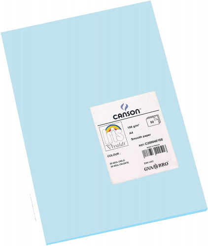 Paquete 50 hojas cartulina iris A4 185G azul cielo guarro CANSON C200040166