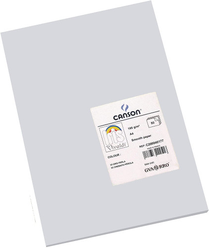 Paquete 50 hojas cartulina iris A4 185G gris perla guarro CANSON C200040177