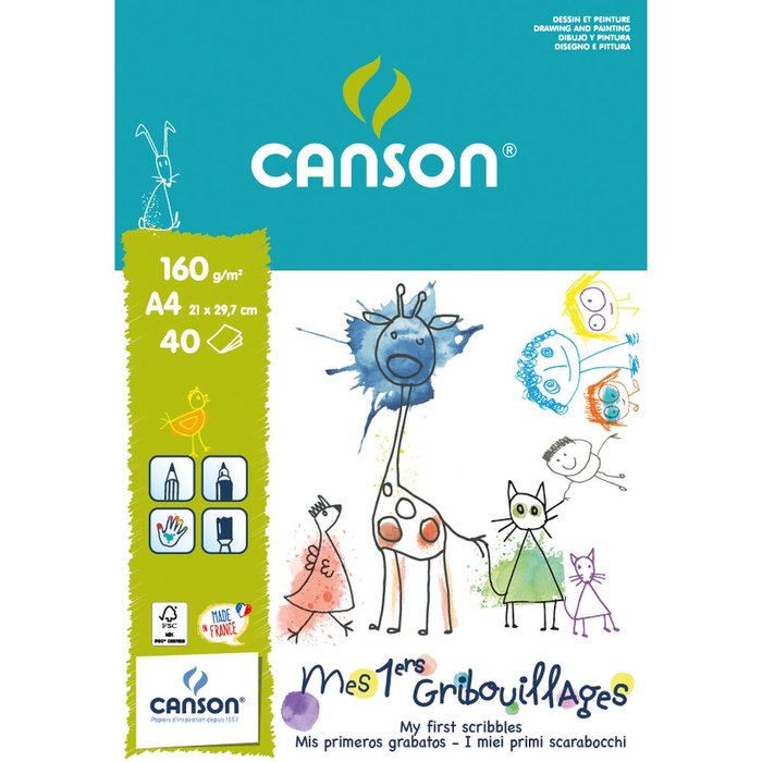 Bloc encolado A4 40H primeros dibujos 160G
