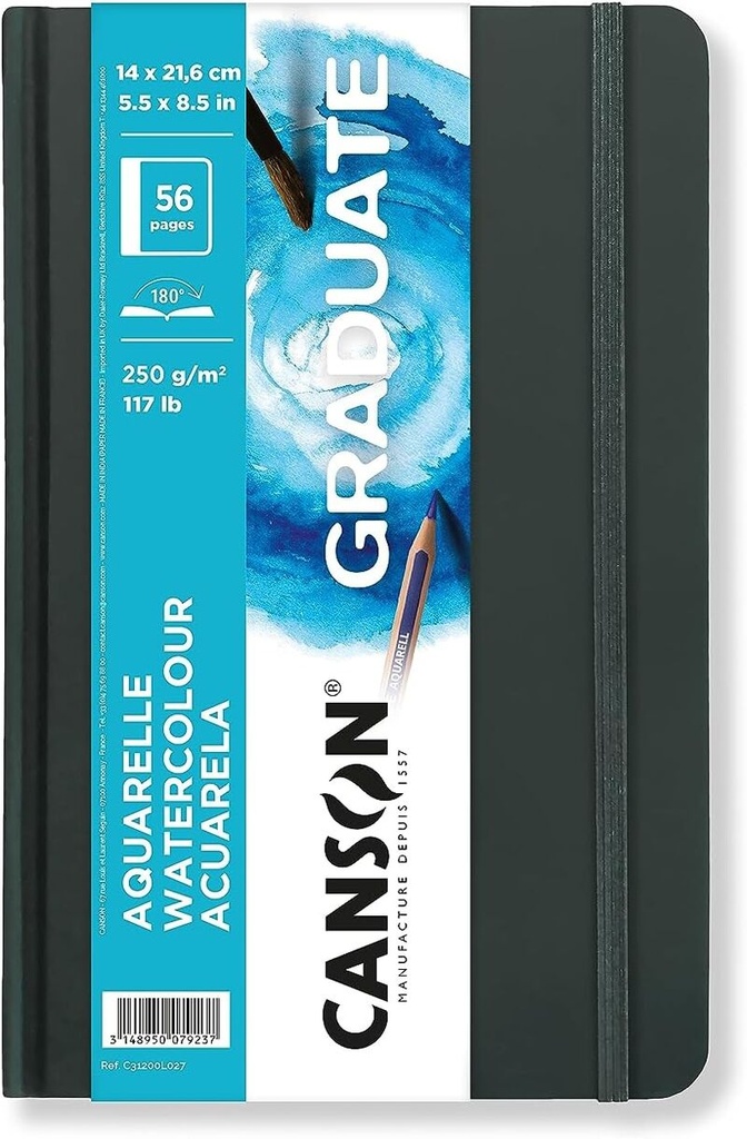 Bloc CANSON graduate acuarela 14X21, 6 28H fino 250G