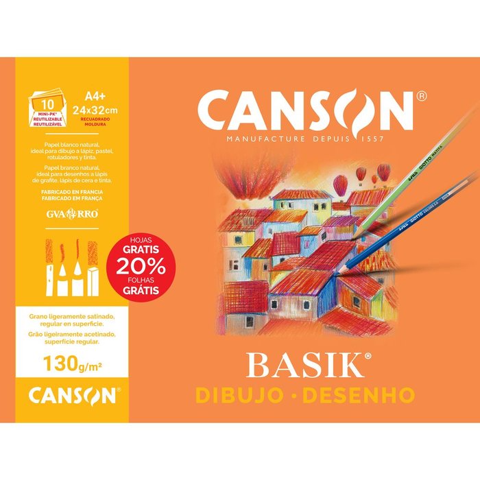 Minipack A4+ dibujo basik 130GRS con recuadro 20%h gratis