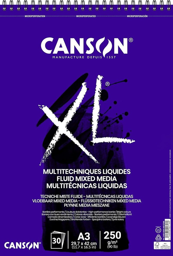 Bloc CANSON xl mix media fluido esp 29, 7X42 30H fino 250G
