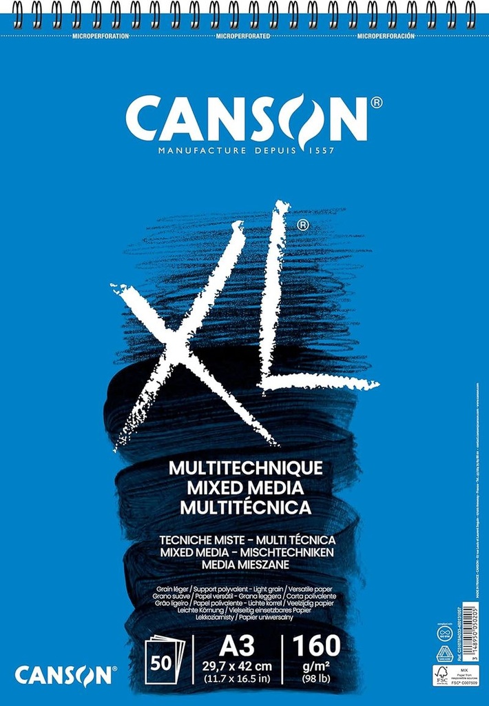 Bloc CANSON xl mix media esp micr 29, 7X42 50H texturado 160G