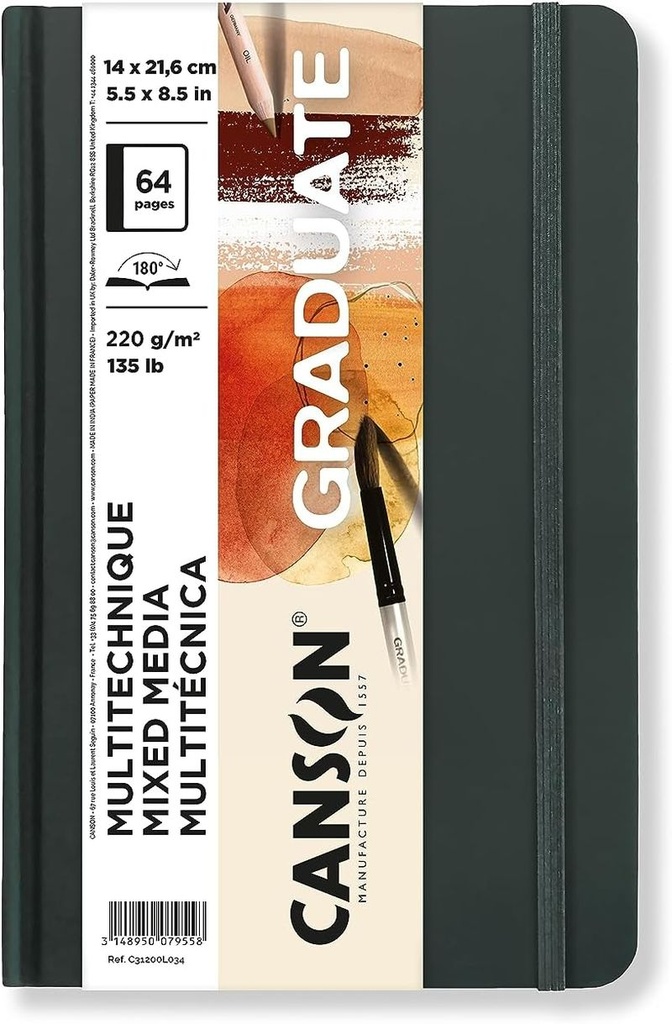 Bloc CANSON graduate mix media 14X21, 6 32H fino 220G ocre