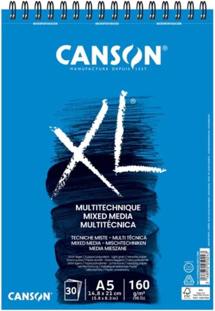 Bloc CANSON xl mix media esp micr 14, 8X21 30H texturado 160G
