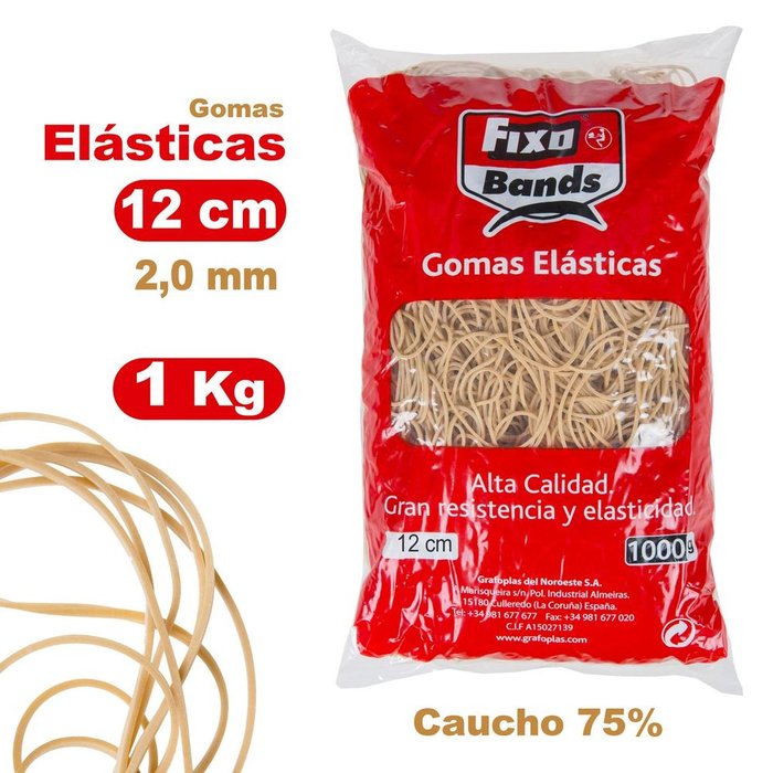 Gomas elasticas 2 mm x 12 cm fixo bolsa 1 kg