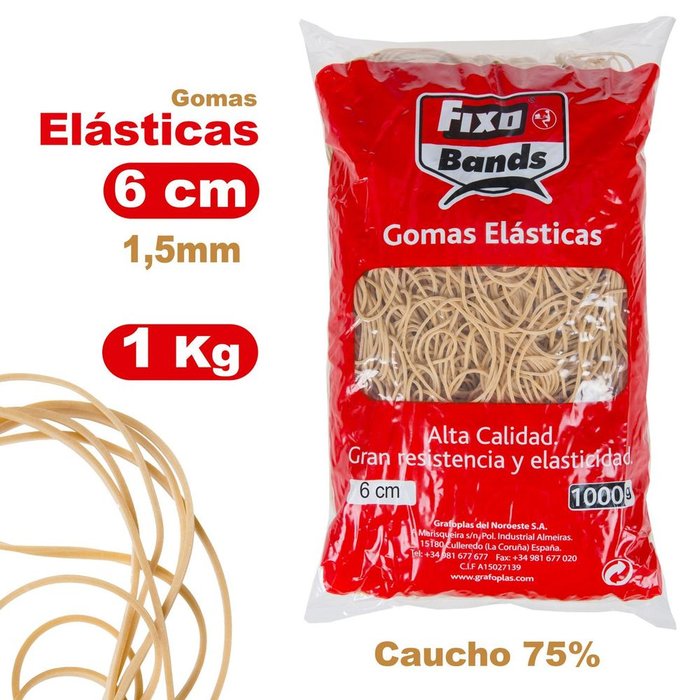 Gomas elasticas 1,5 mm x 6 cm fixo bolsa 1 kg