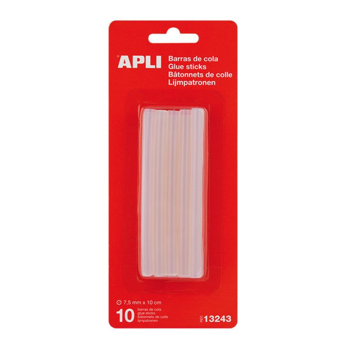 Barras silicona 7,5MM transparente blister 10UD