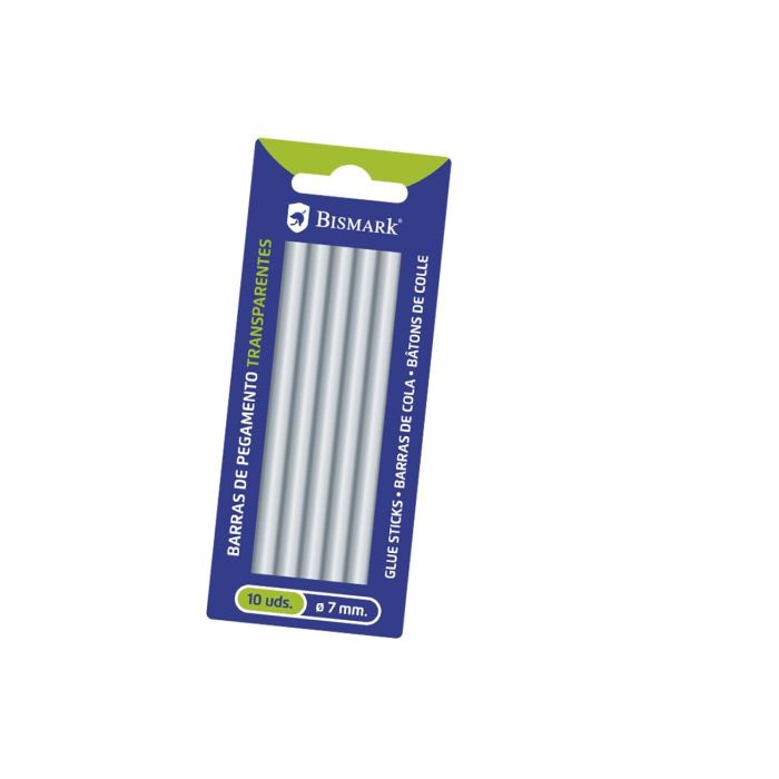 Barras silicona 7,2MM transparente blister 10UD