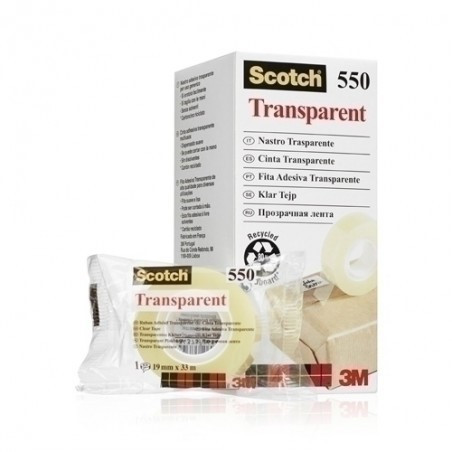 Caja 8 rollos cinta adhesiva 550 transparente 19MM x 33M 550-1933E scotch 7100029278