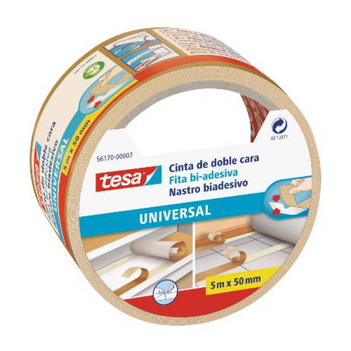 Cinta adhesiva universal doble cara especial moquetas 50MM.X5M. tesa 56170-00007-11
