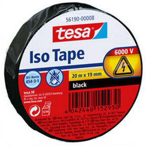 Rollo cinta aislante pvc 19MMX20METROS negra tesa 56190-00008-22