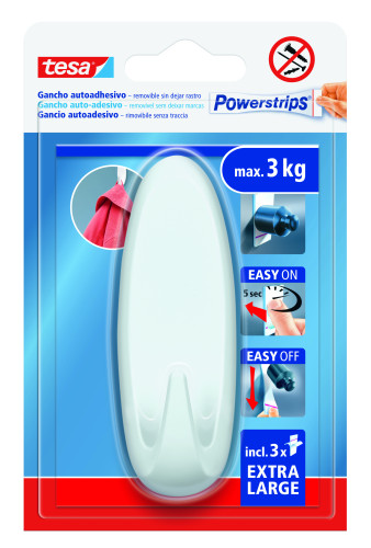 Blister gancho adhesivo xl ovalado powerstrips 3KG blanco tesa 59025-00001-01