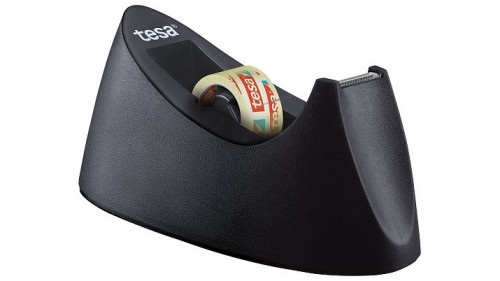 Dispensador sobremesa "portarrollos" easy cut curve antideslizante + 1 rollos 19MM.X10M. negro tesa 53917-00000-00