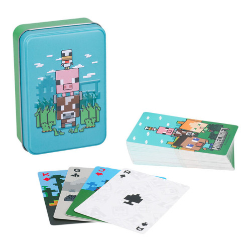 Baraja de naipes minecraft en caja metálica paladone redstring PP13379MCF