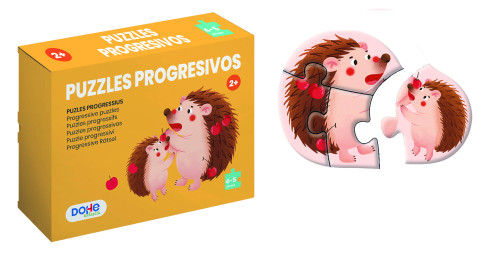 Caja 4 puzzles progresivos animales - puzzle de 4/5 piezas - a partir de 2 años dohe 65001