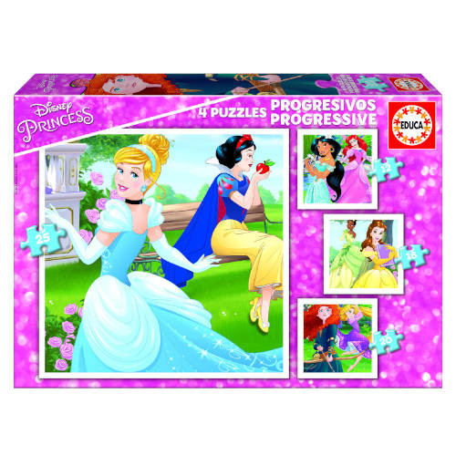 Puzzle progresivos princesas disney 12-16-20-25 de 3-5 años educa borras 17166