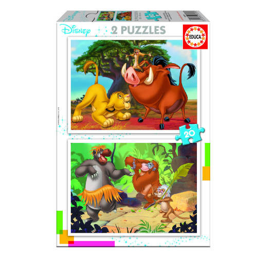 Puzzle infantil 2X20 disney animals de 3-5 años educa borras 18103