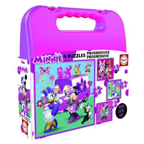Maleta puzzles progresivos minnie happy helpers 12-16-20-25 de 3-5 años educa borras 17638