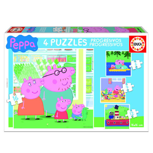 Puzzle progresivos peppa pig 6-9-12-16 de 3-5 años educa borras 15918