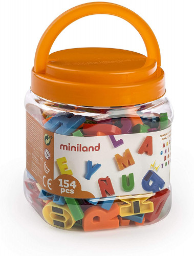 Juego letras mayusculas magneticas bote de 154 piezas miniland 97911