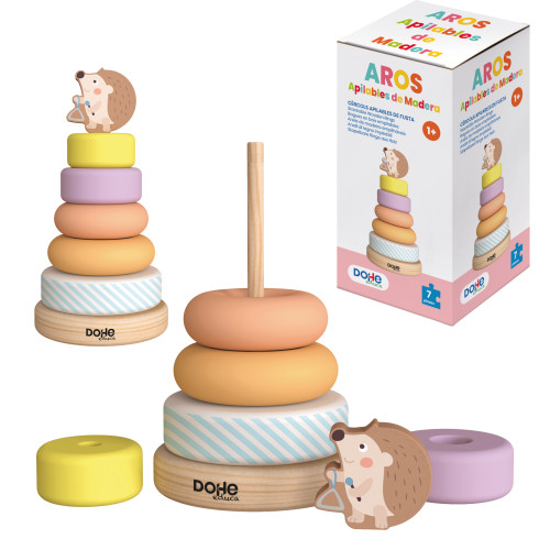 Caja torre de aros apilables de madera - a partir de 1 año. dohe 64001