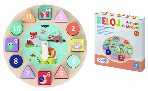 Caja reloj de formar encajables de madera - a partir de 3 años dohe 64009