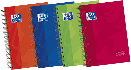 Cuaderno europeanbook 5 tapa extradura A4+ 120 hojas 5X5 colores vivos 50% hojas gratis oxford 100430279