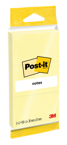 Pack 3 blocs 100 hojas notas adhesivas 38X51MM amarillo 6810 post-it 7100172242