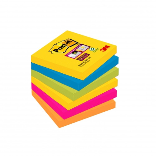 90 hojas notas adhesivas 76X76MM super sticky colores variados 654-6SS-carn post-it 7100265522