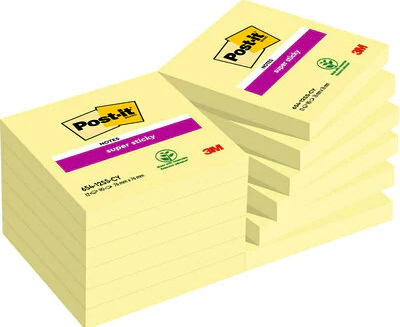 90 hojas notas adhesivas 76X76MM super sticky sin encelofanado individual 654-12SSCY-eu post-it 7100290155