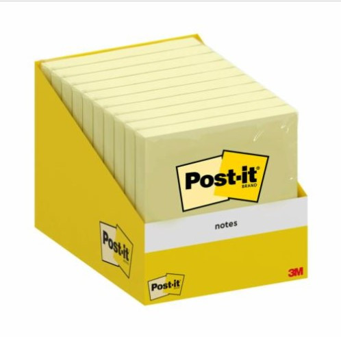 Bloc 100 hojas notas adhesivas 76X76MM canary yellow 654 encelofanado 6820-cy-W10 post-it 7100317841
