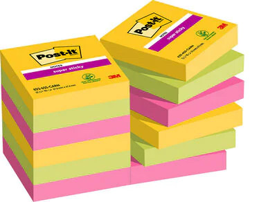 90 hojas notas adhesivas 47,6X47,6MM super sticky colección carnival caja cartón 622-12SS-carn post-it 7100290181