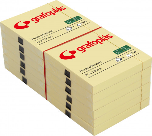 Bloc 100 notas adhesivas 75X125MM amarillas grafoplas 65205560