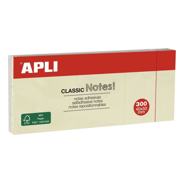 Notas adhesivas 40X50 apli amarillo blister 3 tacos 100 h