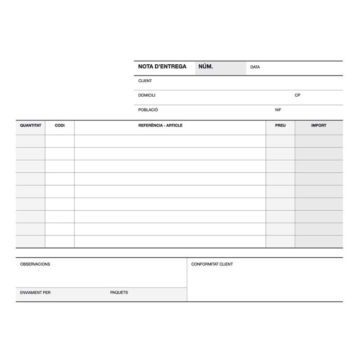 Talonario entrega 1/4 apaisado duplicado a-49 cat