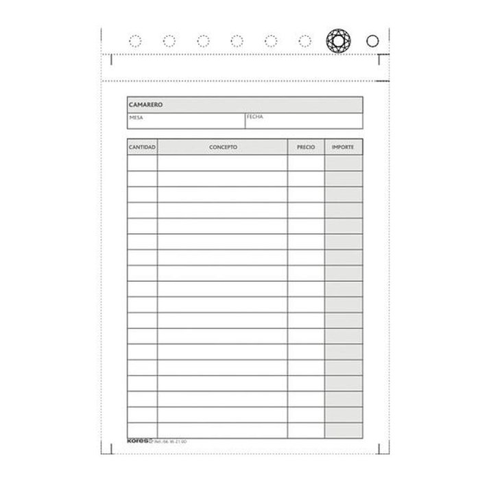 Talonario camarero 8º natural duplicado 50 hojas 100X150MM