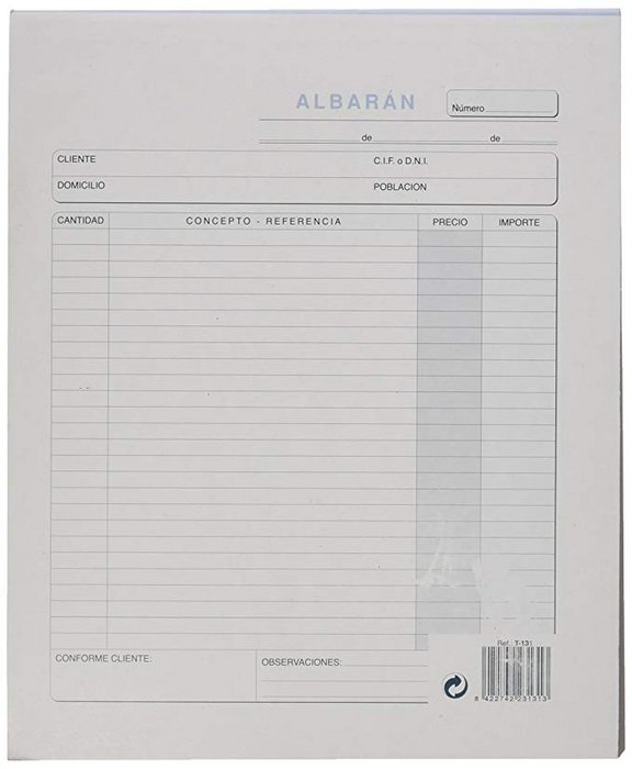 Talonario albaranes holadensa triplicado autoc t-131